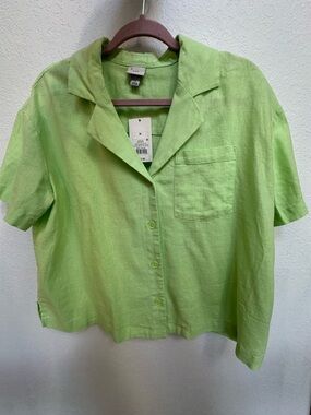 a new day Lime Green Button-Down Short Sleeve Shirt